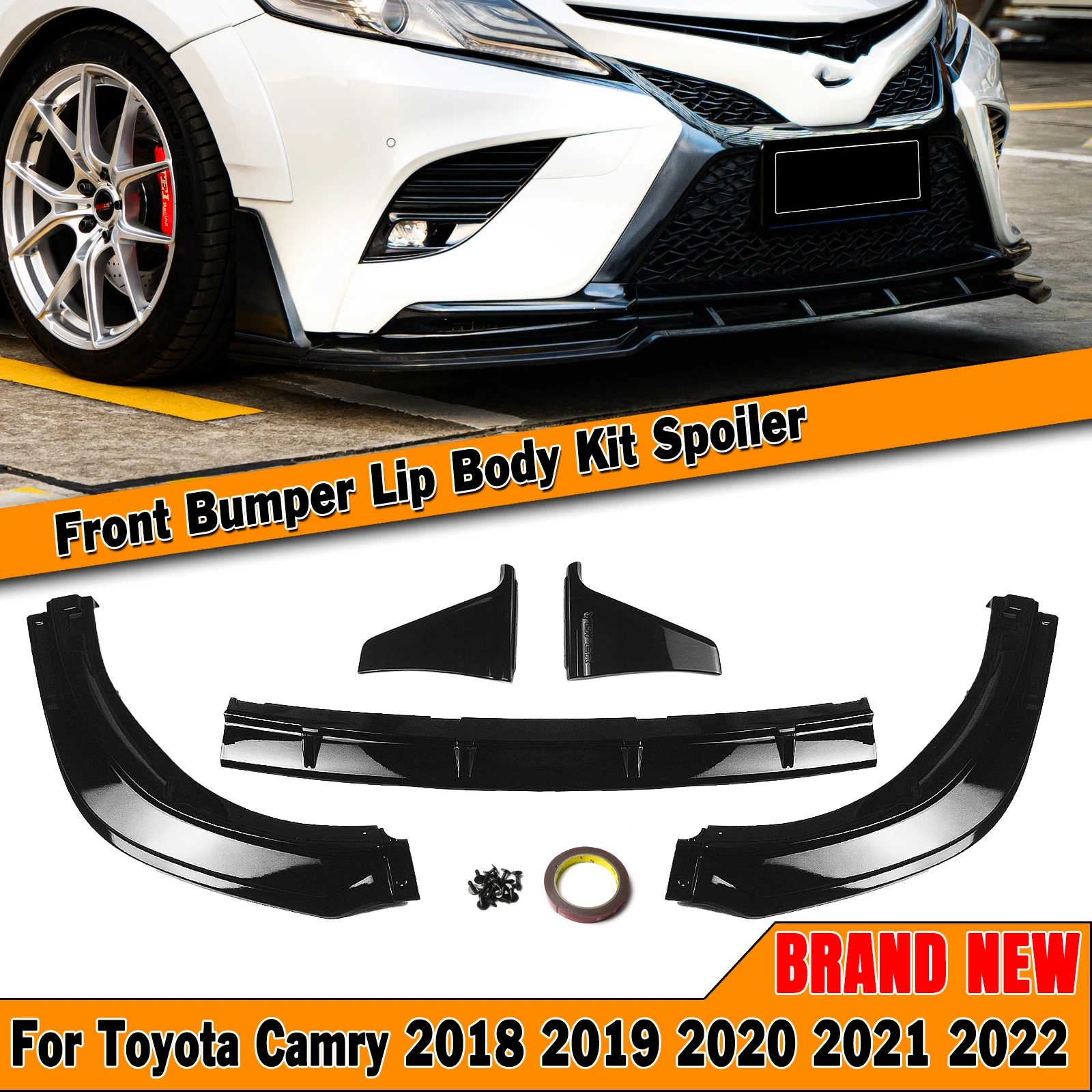 

Glossy Black Car Front Bumper Spoiler Lip Lower Guard Blade Auto Accessories For Toyota Camry SE XSE 2018-2024 YOFER