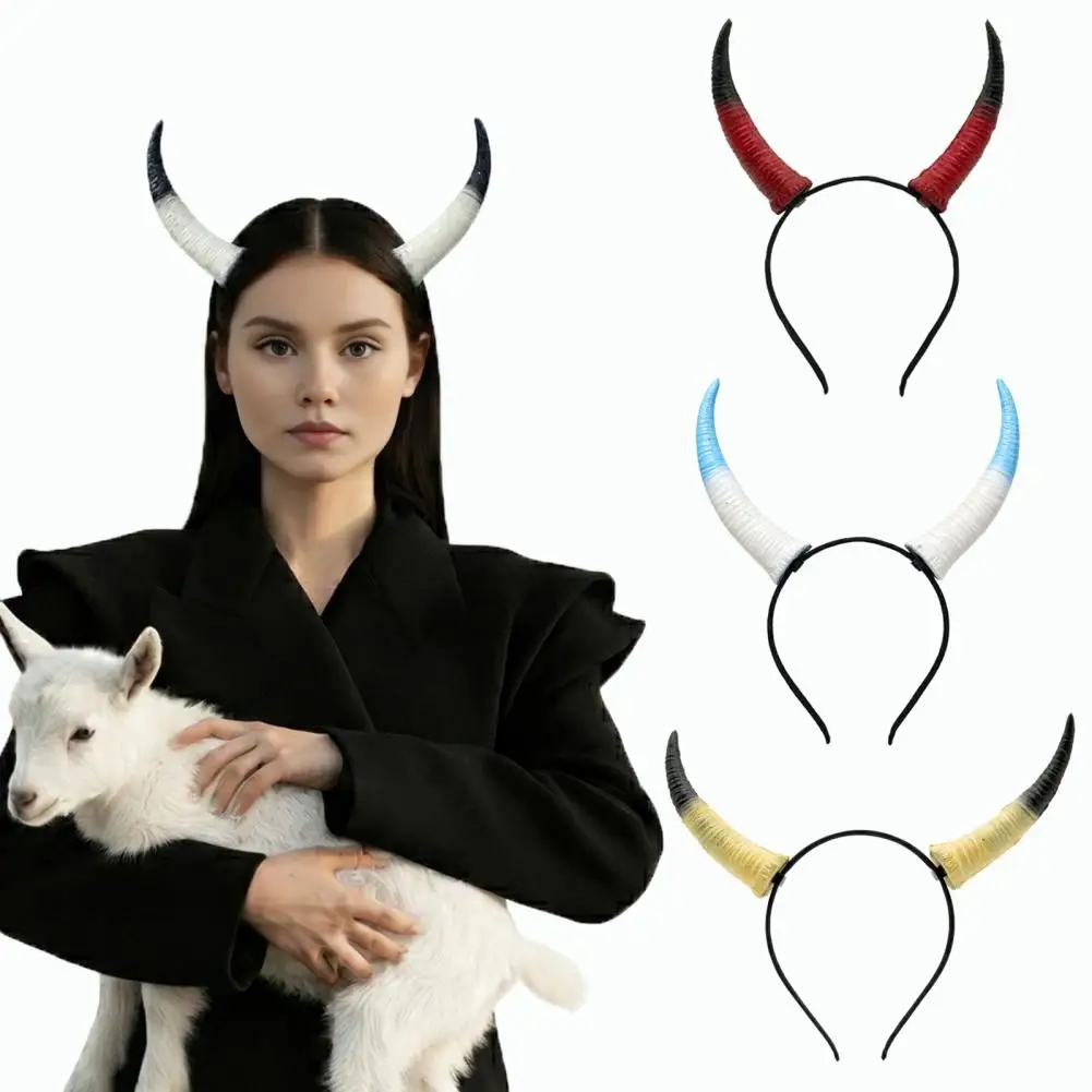Halloween Ox Horn Headband Dance Performance Clothing Accessories Devil Horns Headband Concert Evil Makeup Match Headwear