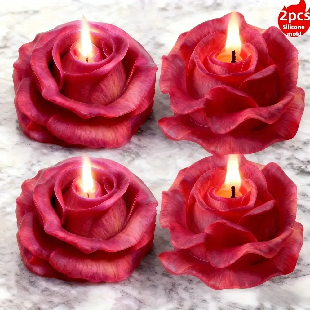 1 Stück 3D-Silikonform mit elegantem Rosenmuster – wiederverwendbare, flexible Form für Kerzen, Kunstharz, handgemachte Seifen und Tonarbeiten, zartes Blütenblatt-Design, Heimdekoration, Geschenk zum Valentinstag, Blumenformen, besonderes Geschenk für Bastelfreunde. – Detail 12