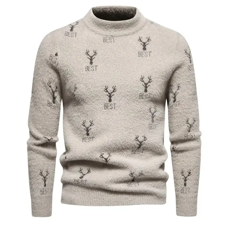 

Rend Mens Soft Comfortable Imitation Mink Sweater round Ne Long Sve Knitted Faionable Youthful Sle Casual Wear