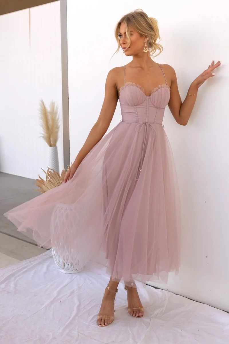 Vestido de princesa de corte Fairycore para verano, traje largo de malla sin tirantes, Espalda descubierta, color negro y rosa, 2023