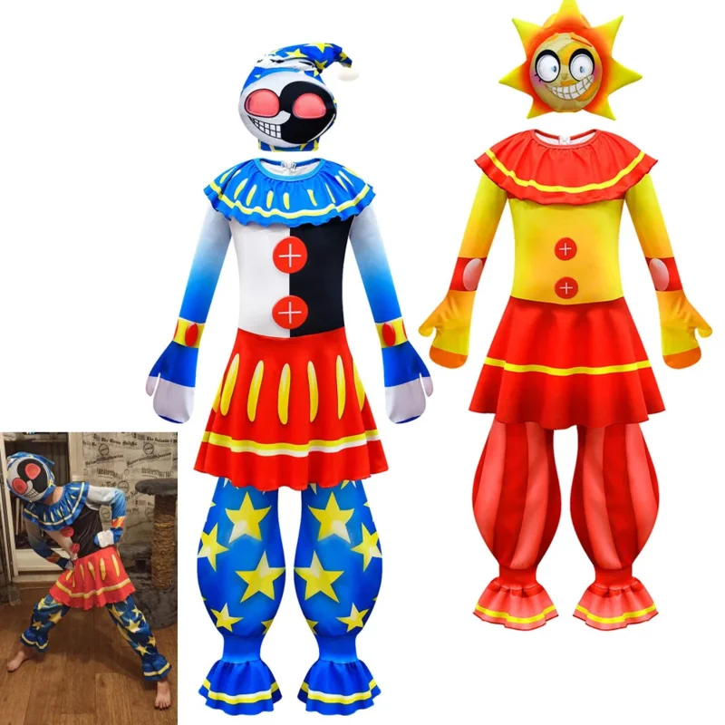 ใหม่หมี House 003 FNaF Sun Clown คอสเพลย์เด็กเครื่องแต่งกายฮาโลวีนเครื่องแต่งกายสําหรับเด็ก Moondrop Sunrise 2025 szxbf99