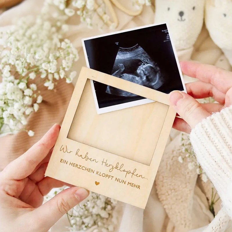 Ultrasound Pregnancy Announcement Sign Wooden Photobooth Props Baby First Photo Picture Frame Wall Tabletop Prop Picture Frames