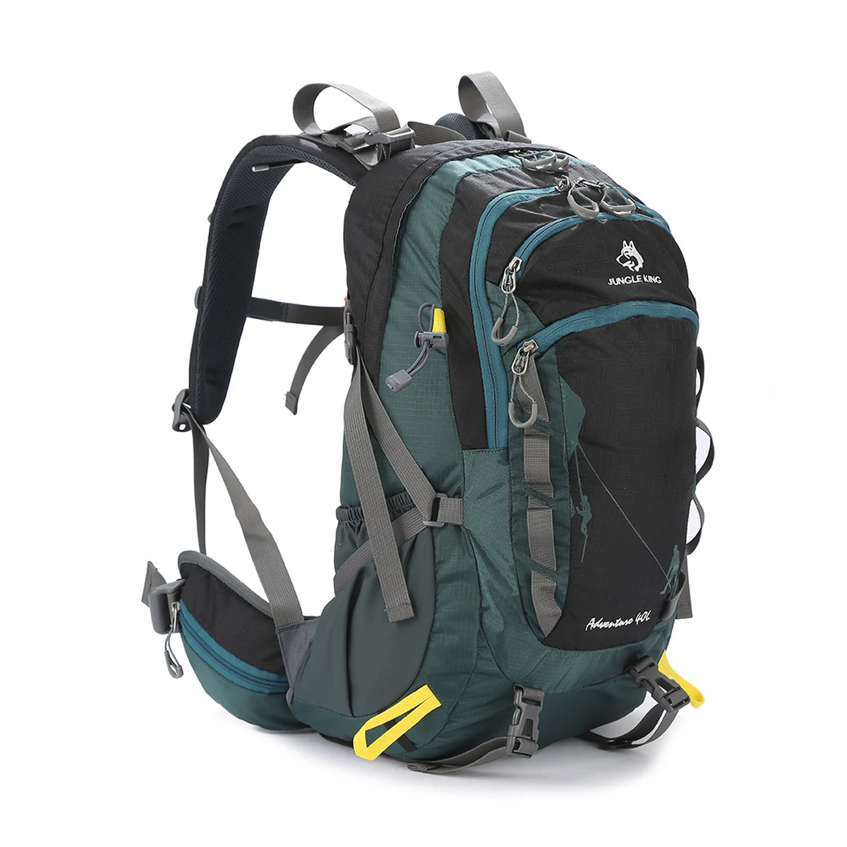 40L Nylon Hiking Backpack Outdoor Camping Trekking Rucksack with Padded Hip Belt Adjustable Straps and Multiple Zipper Pockets