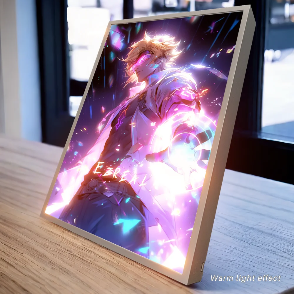 Ins personagem do jogo futuro guerreiro led pintura de luz de néon, iluminação hd de 3 tons, quadro de decoração para casa, presente de lâmpada noturna de sala de jogos