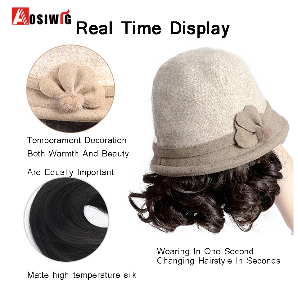 Autumn And Winter Fisherman Hat With Attached Shoulder Length Curly Hair Wig For Women Warm Fisherman Cap With Fashionable Wig S