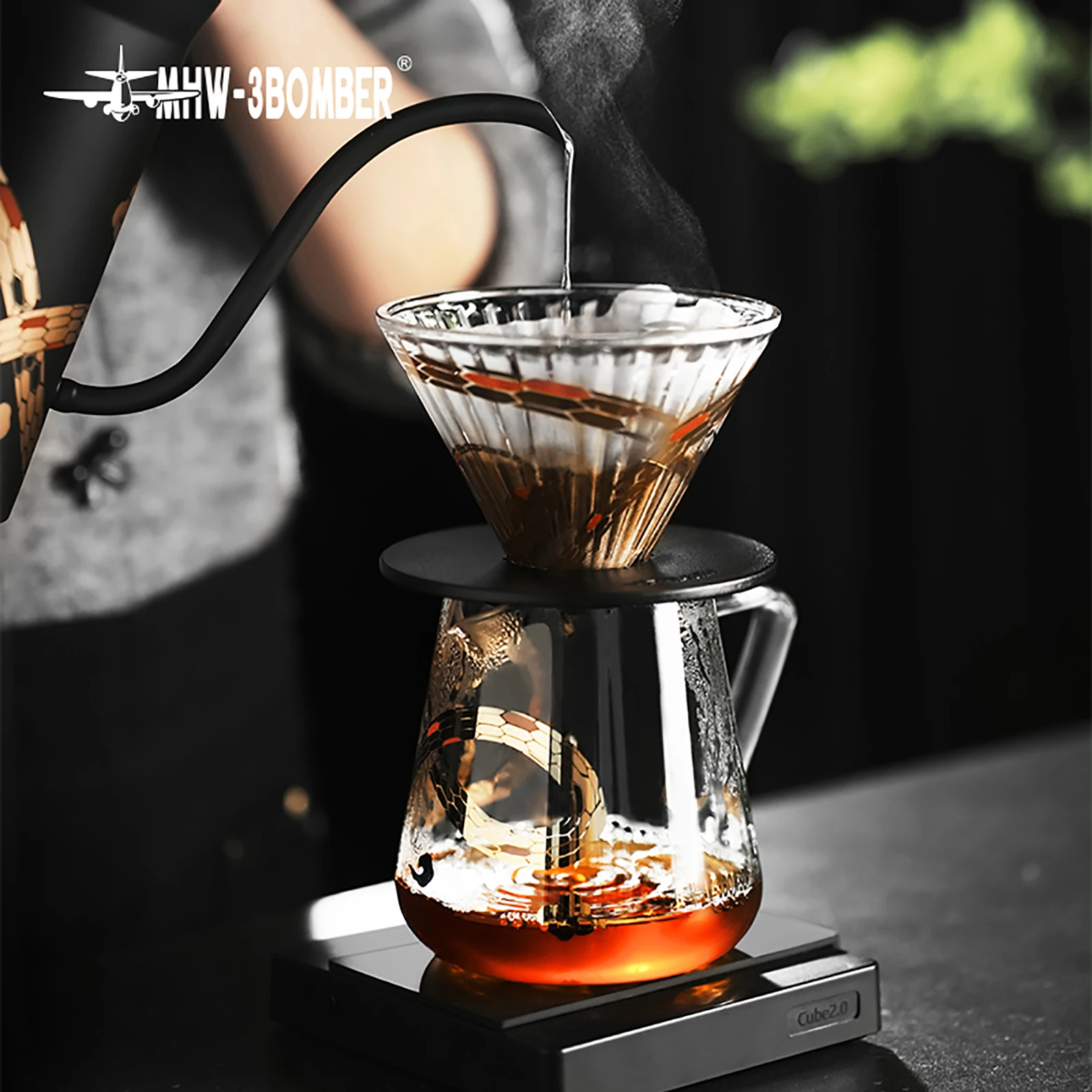 MHW-3BOMBER صب أكثر من صانع القهوة مجموعة مطحنة القهوة اليدوية معقوفة غلاية بالتنقيط مجموعة تحضير القهوة أدوات تخمير باريستا المنزلية Co