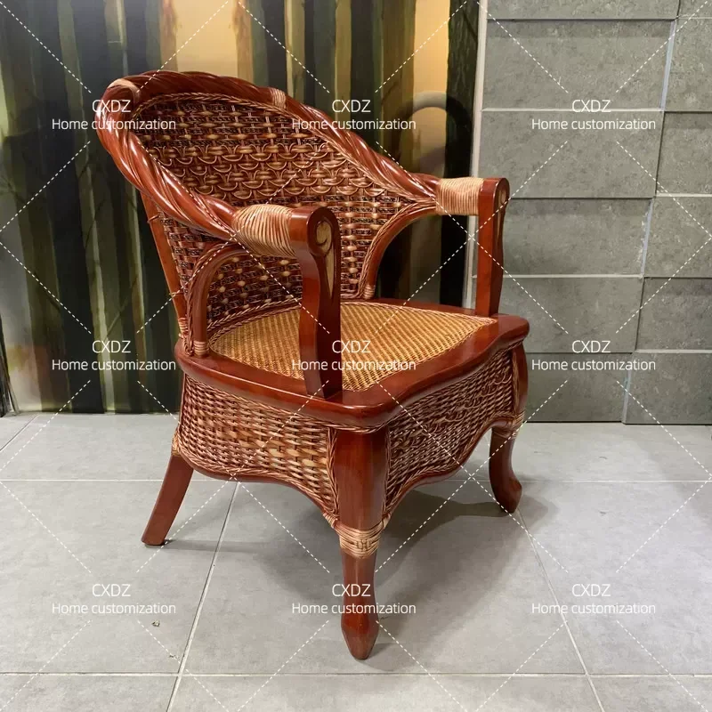 Natural Rattan Chair Set 3 Piece Balcony Backrest Comfortable Household Leisure Tea Table Chair Combination Guangdong Foshan