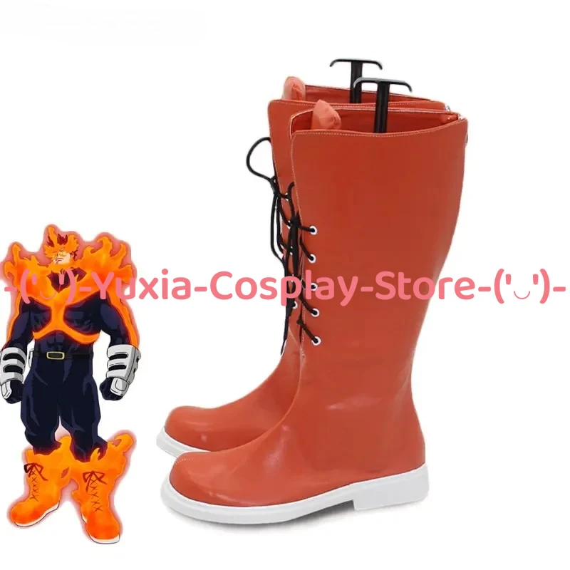 ユシアコスプレ！ 僕のヒーローアカデミア エンデバー コスプレ靴 アニメキャラクター小道具 PUレザーブーツ ハロウィンカーニバルパーティーコスチューム