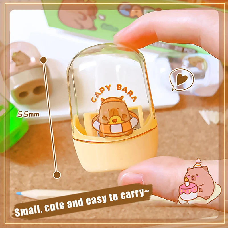 ความงาม Kawaii เครื่องเขียนน่ารักการ์ตูน Capybara ดินสอ Sharpener แบบพกพาดินสอ Sharpener โรงเรียนของขวัญ