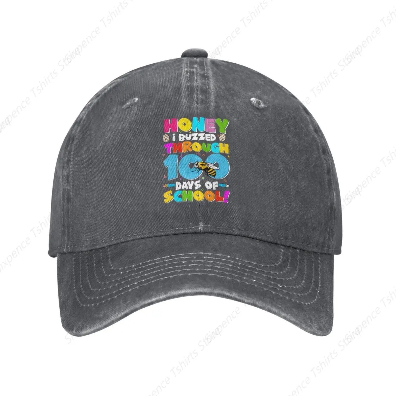 Honey I Buzzed Through 100 Days of School Baseball Cap for Men Women Vintage Trucker Hat Golf Hats Dad Hat Natural