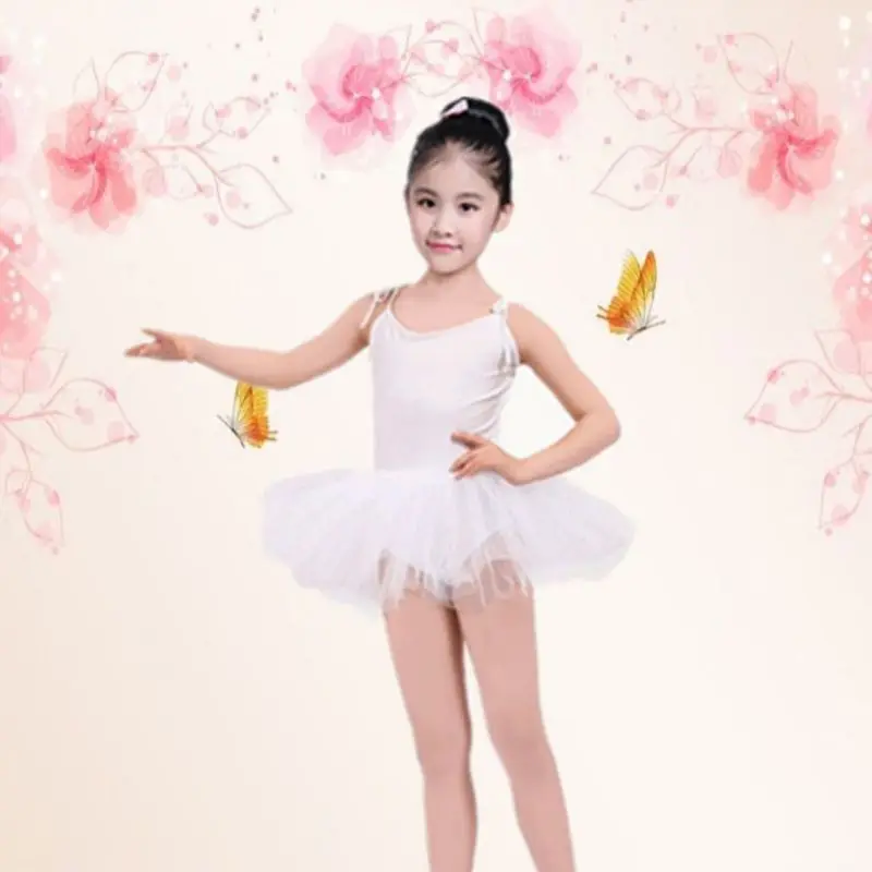 Sling Ballet Dress Girls Fluffy Dream Dance Costumes Children Dance Exercise Clothes Small Princess Fluffy Dancewear