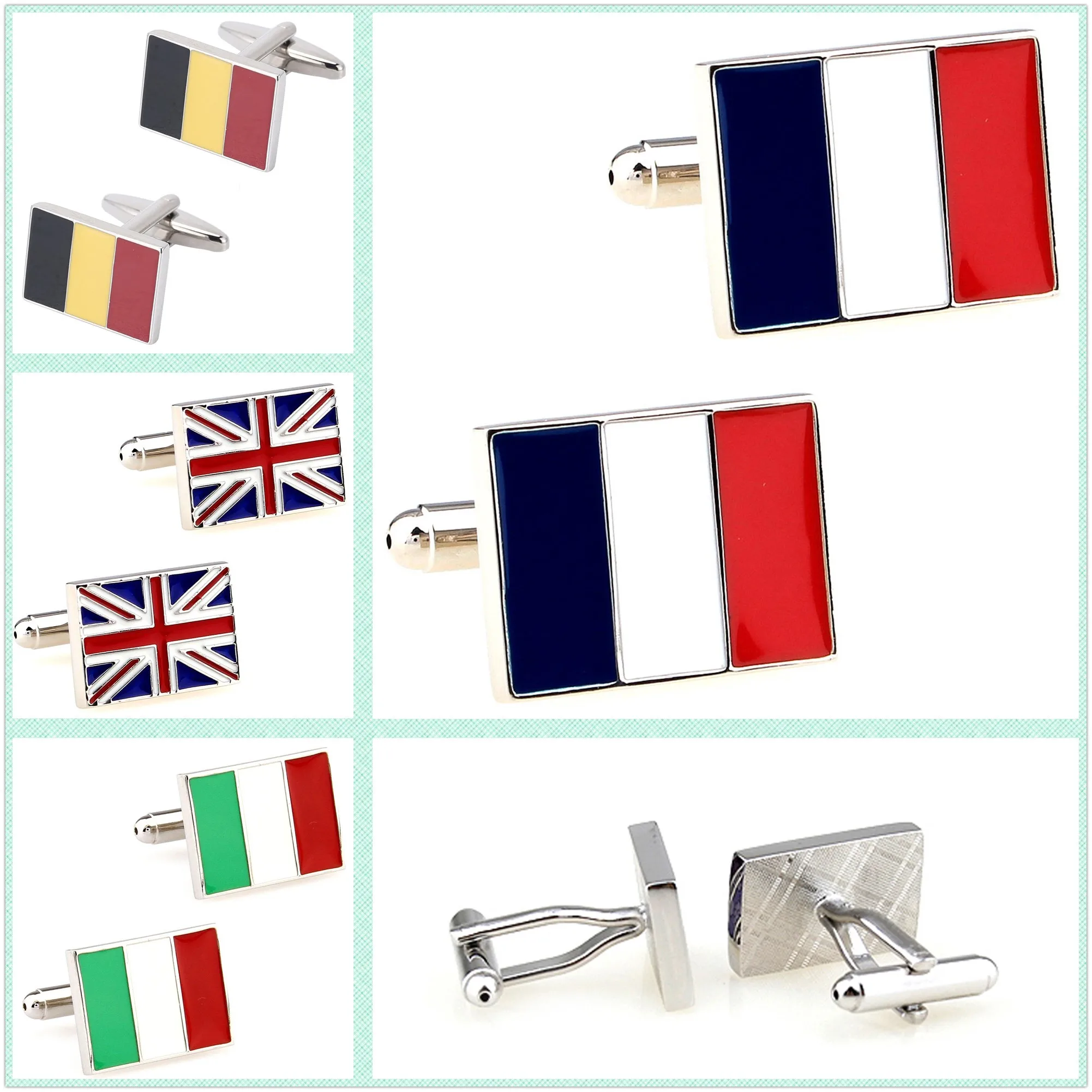 

4 стиля, оптовая продажа, запонки с флагом, мужские запонки, Франция, Великобритания, Италия, Бельгия, 50 пар