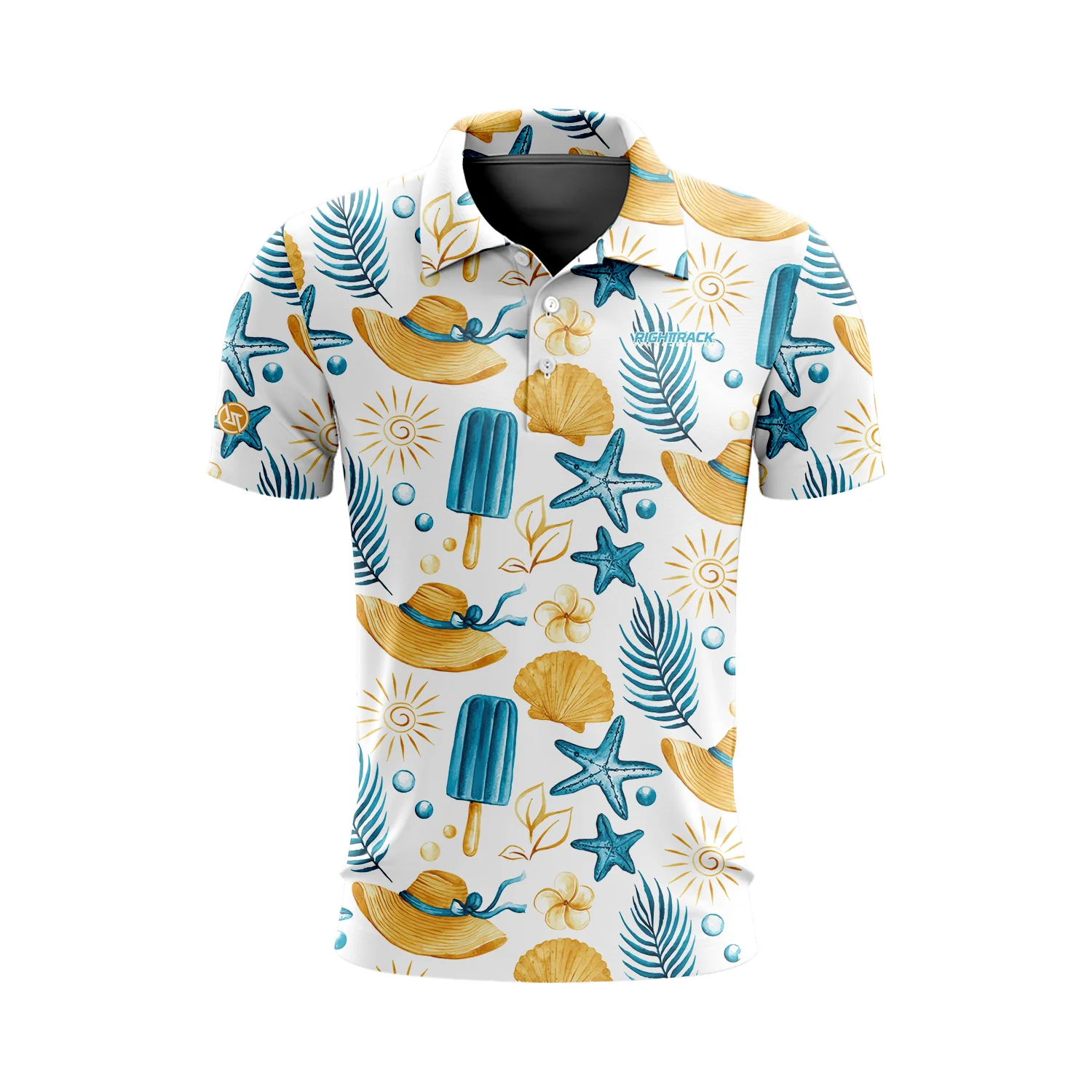 Summer Holiday Time Beach Casual Polo T-shirt Men's Printed Golf Clothing RightTrack Apparel