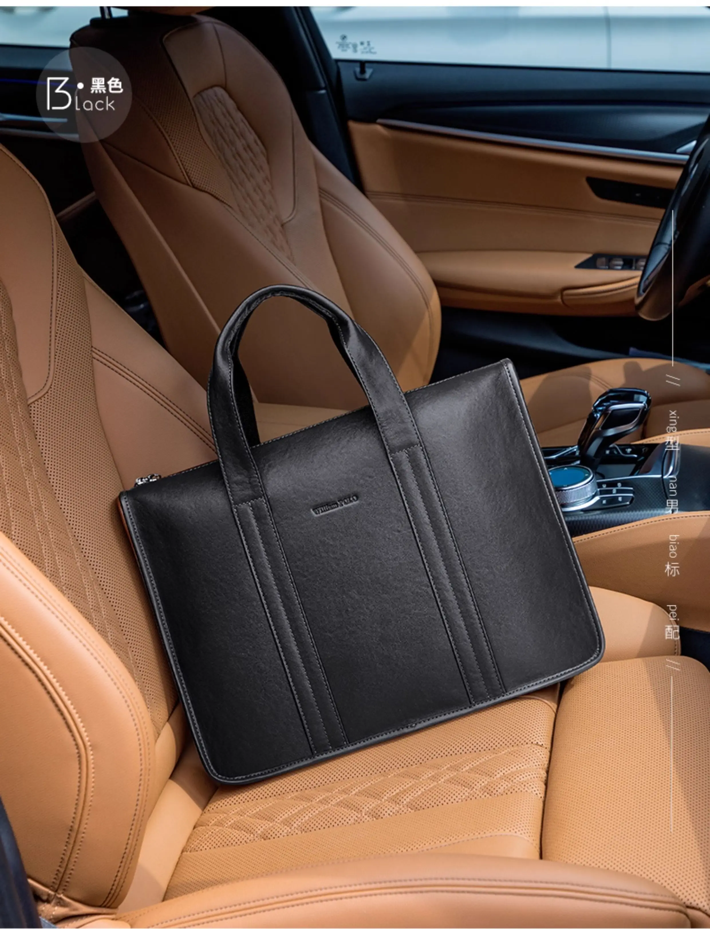 2026 New Men's Genuine Leather Briefcase Top-Grain Cowhide Vintage Business Handbag Shoulder Crossbody Messenger Bag