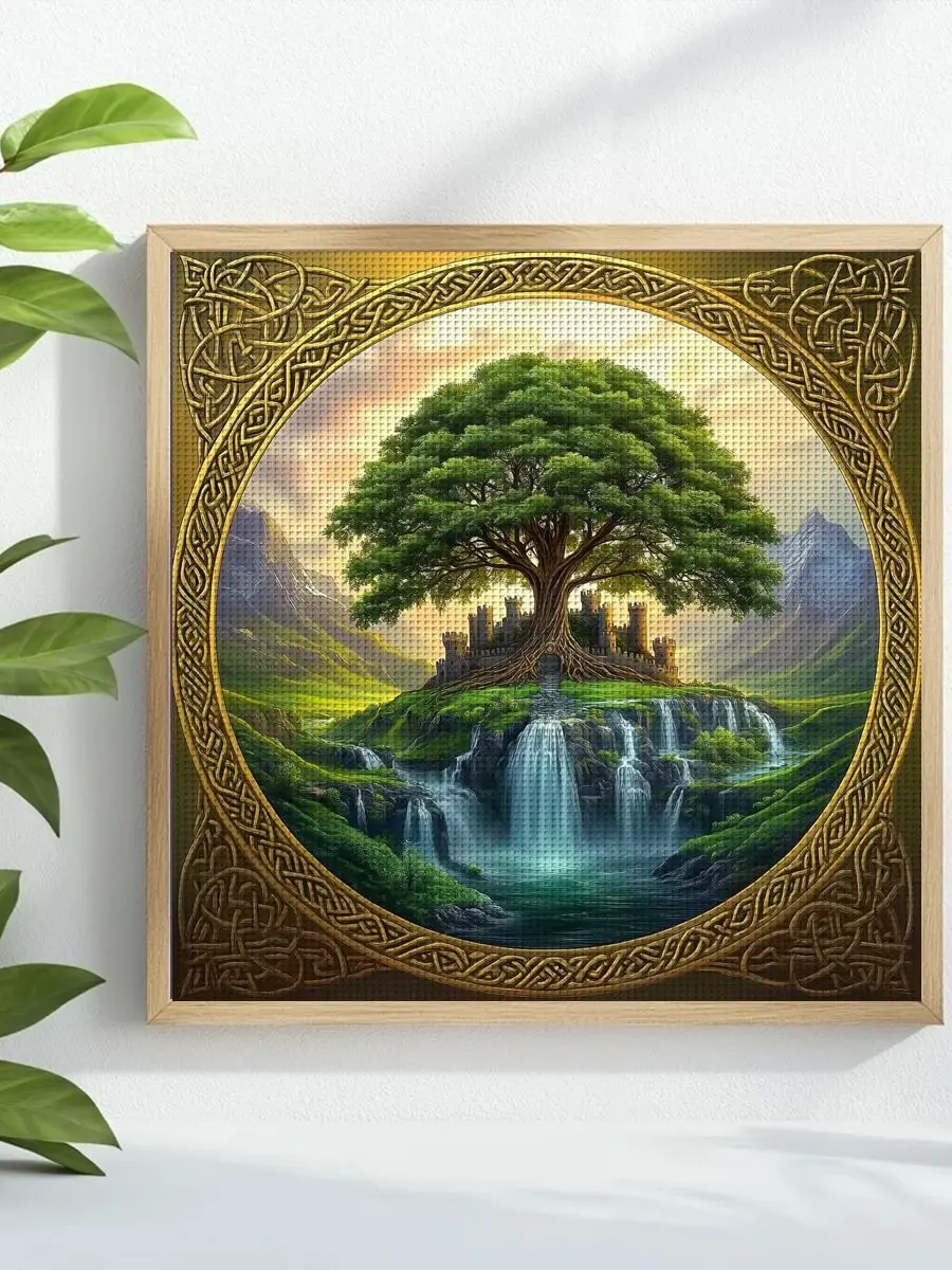 1 Stück 40X40CM/15,74 Zoll Baum-Motiv Kreuzstich-Set DIY-Kit 11CT/14CT DIY-Stickset DIY-Kreuzstich-Set Joy Sunday – Detail 1