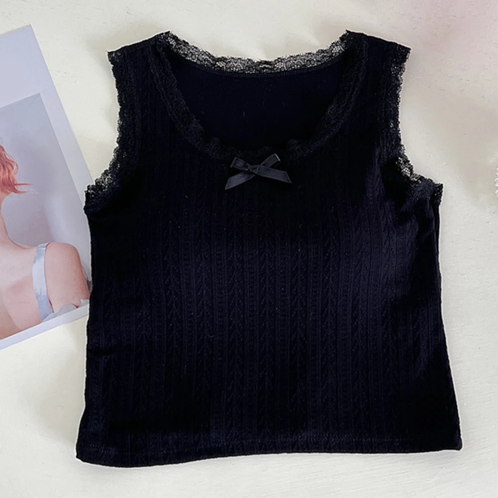 

Home Wear Fashion Casual Vest Moderate Elasticity Polyester Fabric Suitable For All Seasons Daily Home Lace Vest