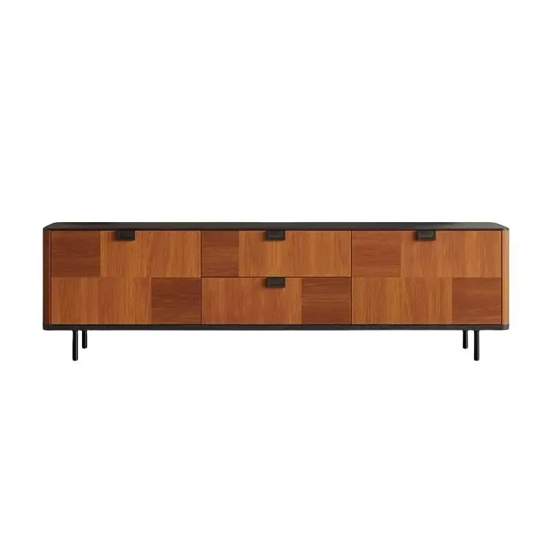 

Medieval solid wood TV cabinet, retro home storage side in living room, Italian simple teak audio-visual cabinet