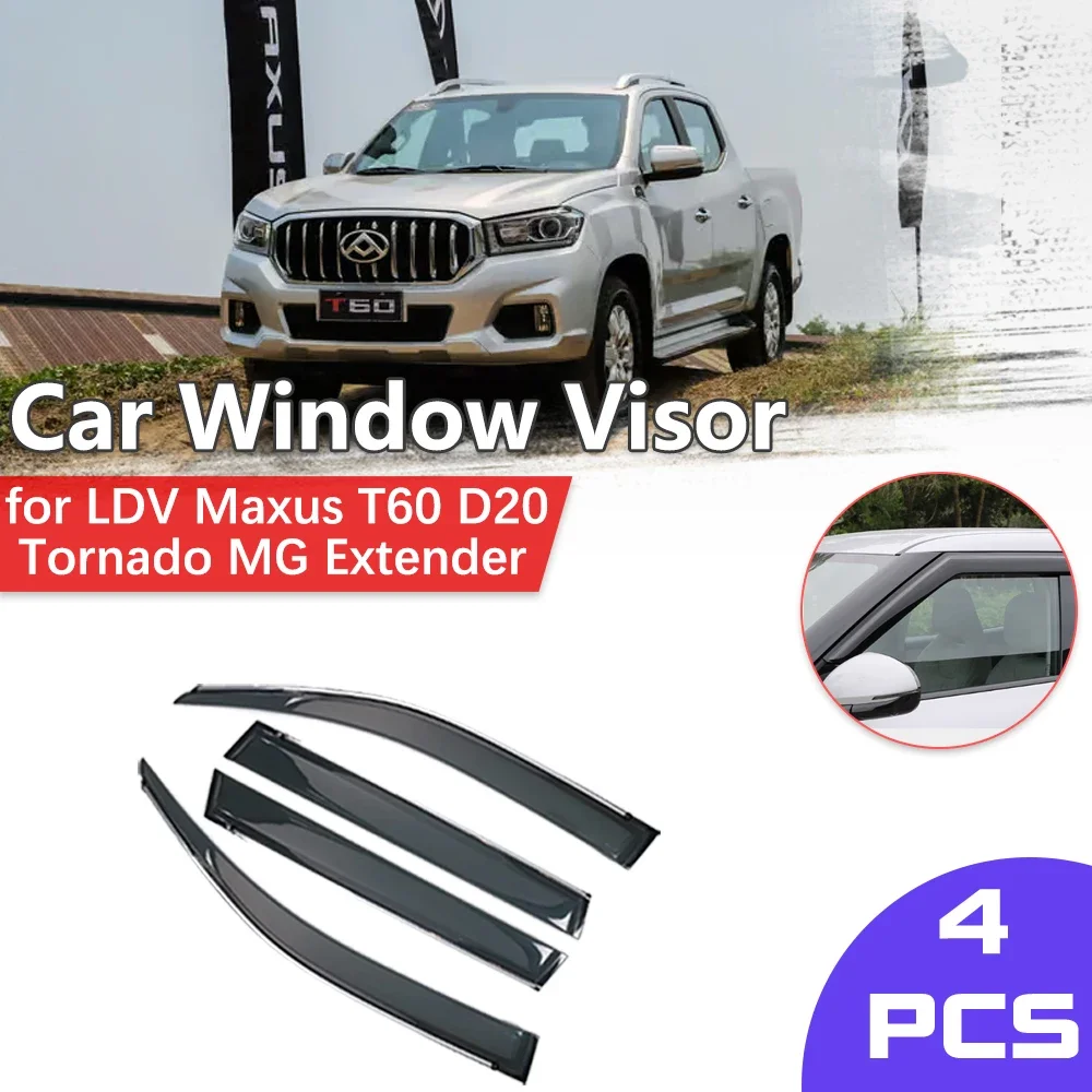 Window Visor for LDV Maxus T60 D20 Tornado 60 MG Extender 2017~2025 Rain Eyebrow Shelter Vent Awning Deflector Guard Accessories