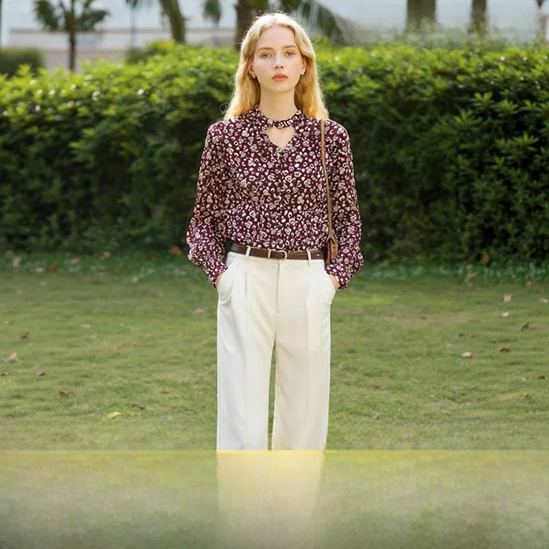 

Свободный повседневный свободный повседневный топ из полиэфирного волокна для похудения с цветочным принтом, длинный све, дышащий удобный женский топ