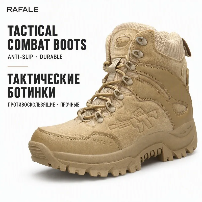 Men's Military Tactical Combat Boots High Top Desert Jungle Boot Autumn Winter Outdoor Hiking Work Safety Shoe Anti-Slip Durable