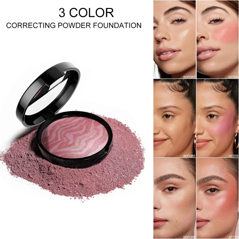 Palette di fard leggeri e impermeabili a 6 toni, polvere al forno, fondotinta viso liscio e traspirante a lunga durata, trucco correttivo