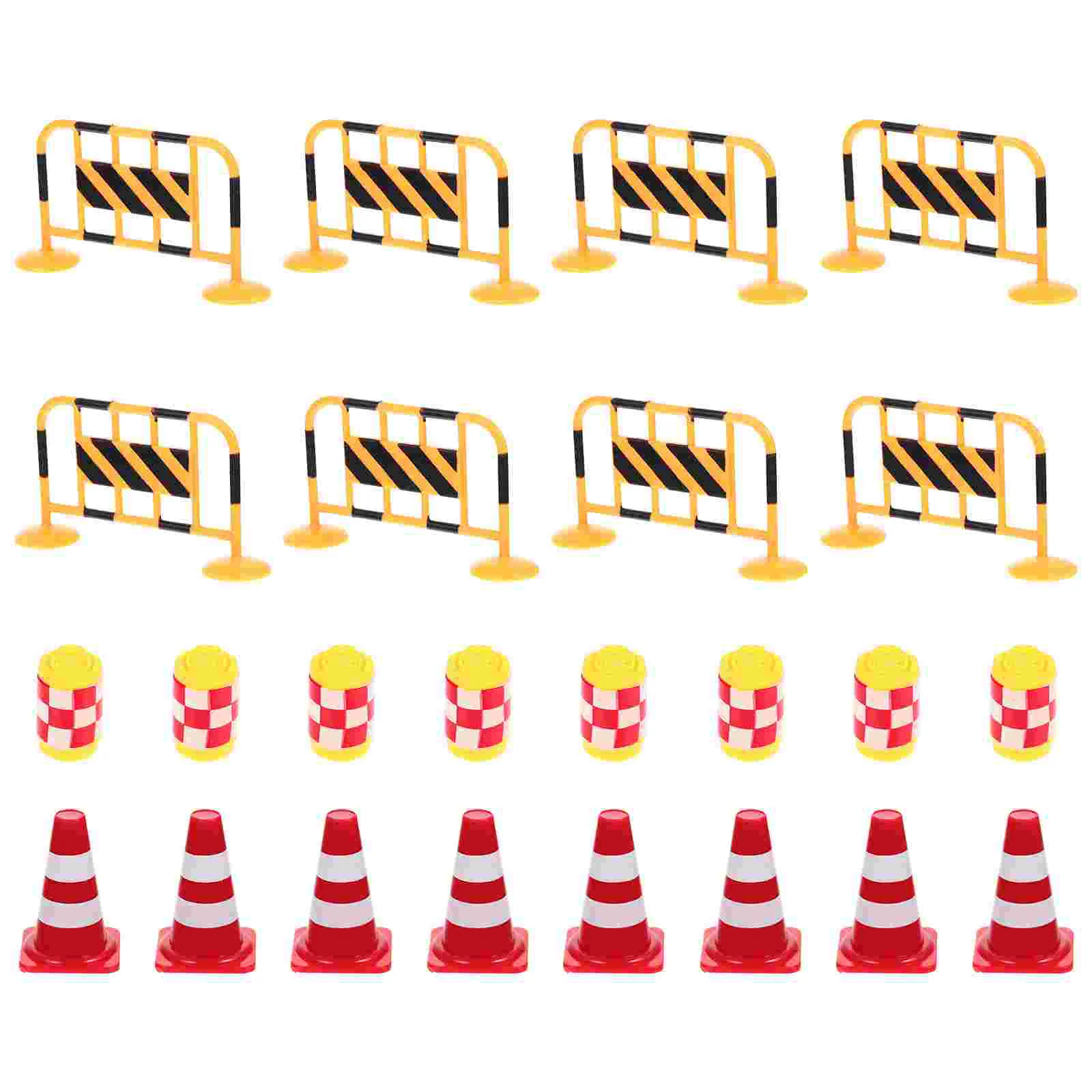 24 Pcs Barricade Props Traffic Sign Toys Mini Road Fence Kids Miniature Barrier Street Cone Cones Signs for