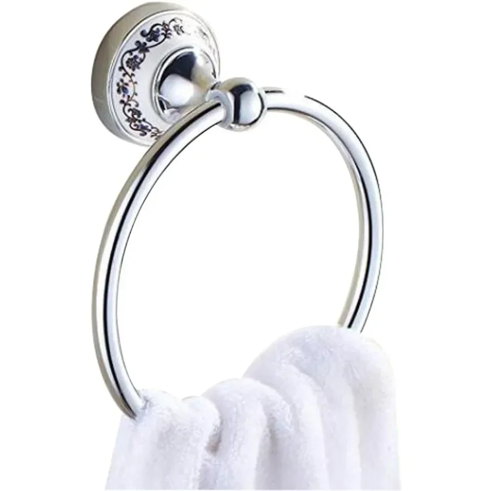 For Bathroom Towel Rack Wall Mounted Towel Ring Stainless Steel Beautifully Carved Base Towel Rack with Polished Finish