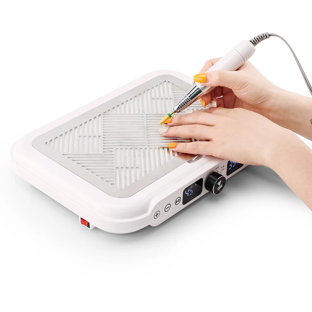 Elétrica forte sucção 170w coletor de pó do prego poderoso 2 ventiladores vácuo com broca do prego handpiece limpador de poeira ventiladores duplos