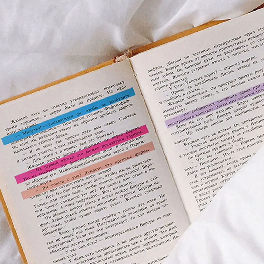 

6Sets Reading Strips Sticky Long Strips Bright Color Pet Material for Beginners Book Annotation Tabs Office Page Marker