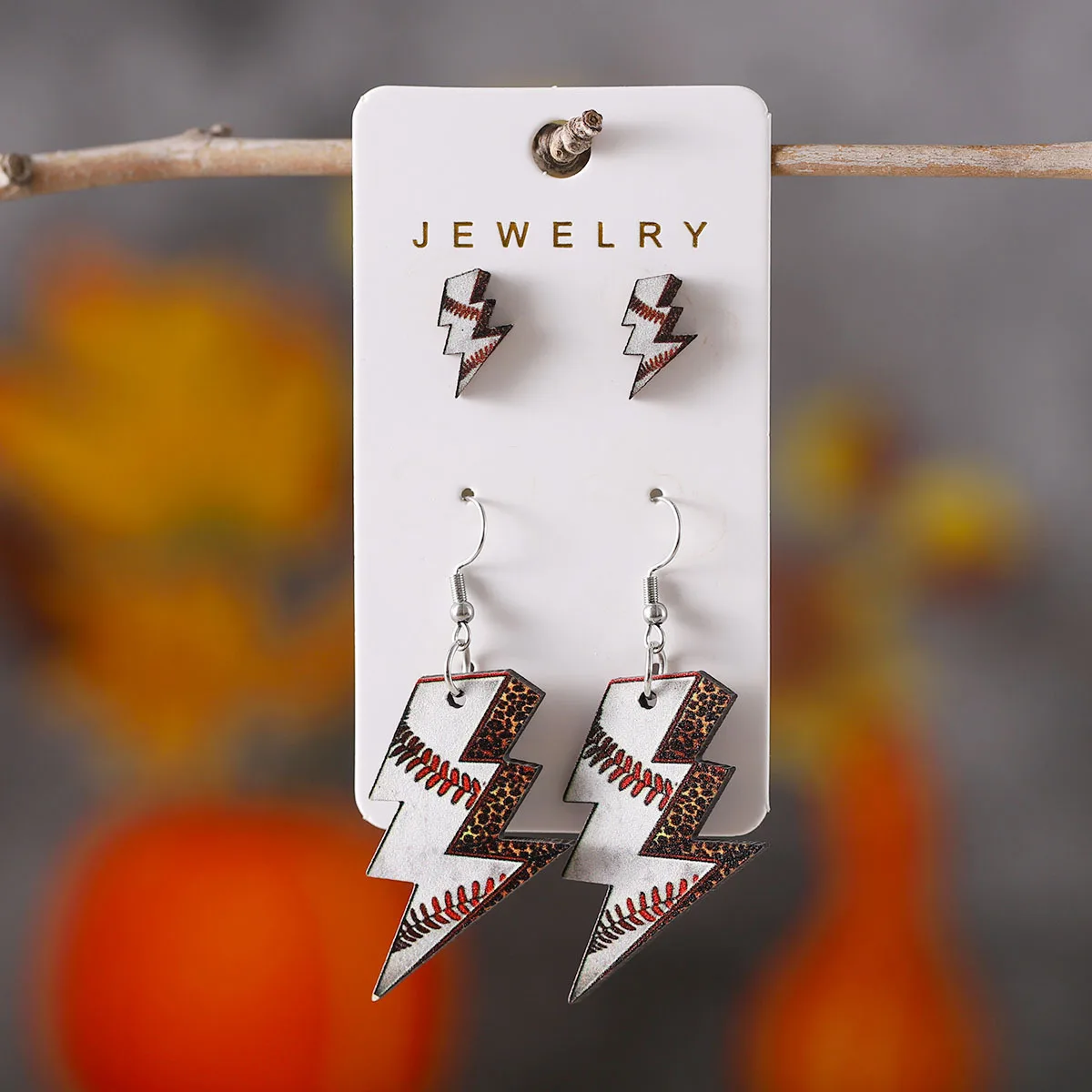 2026 New Trend Inspired Design Western Jewelry Lightning Baseball Softball Football Wood Dangle Drop Earrings Collection