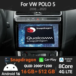 Android 16 Carplay Auto Car Radio For VW Volkswagen POLO 5 2008 - 2020 Vento Multimedia Stereo Video Player 4G WIFI GPS NAVI DSP
