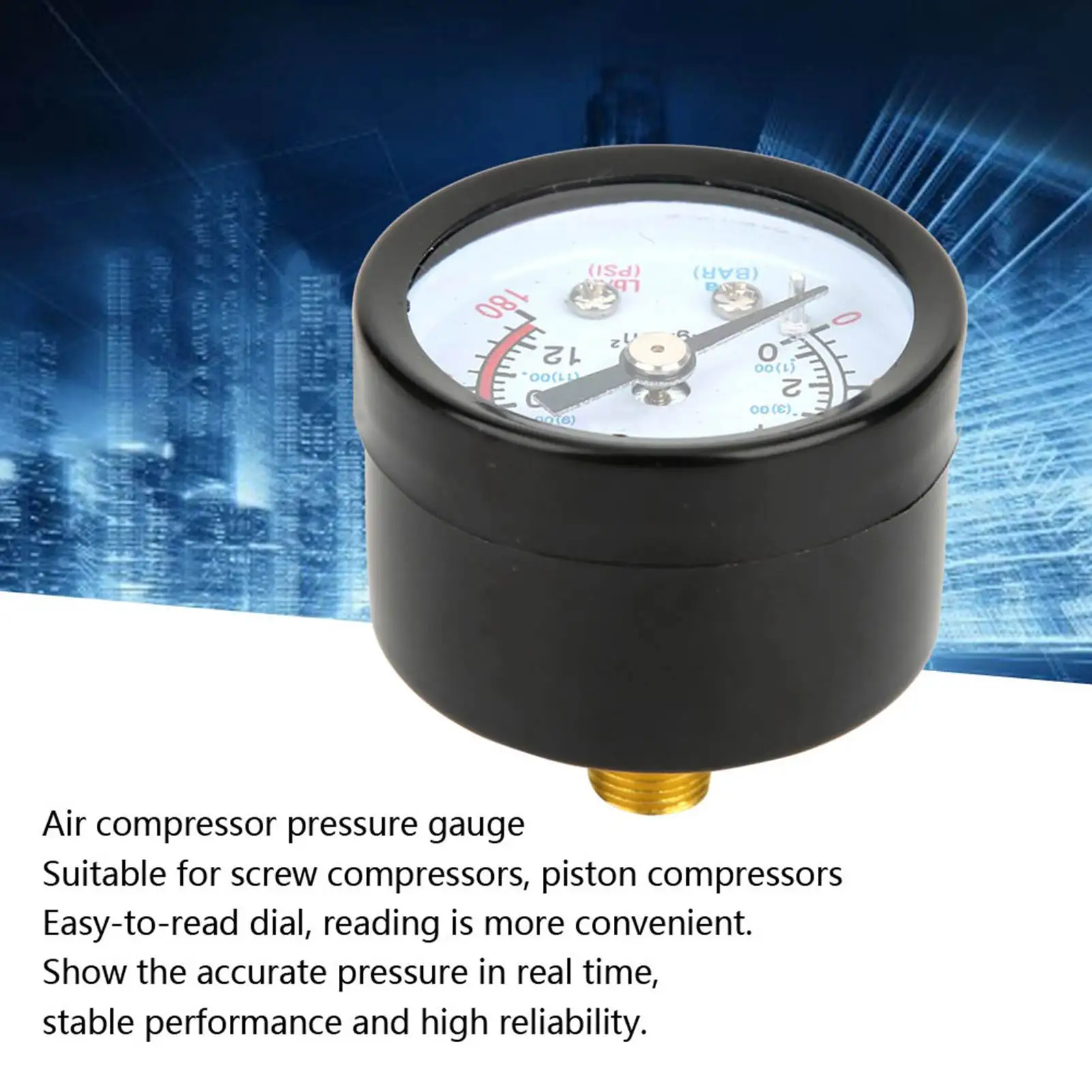 Air Pressure Gauge Air Compressor Pressure Gauge Y40 Iron Shell Instrument Pressure Measuring Meter Instrument Pressure Gauge