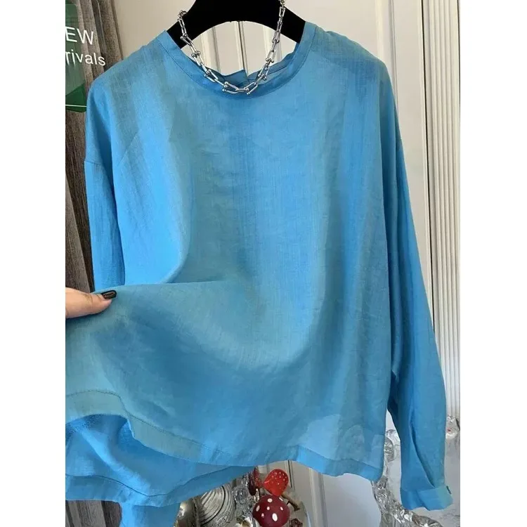 Ele Lazy Silk Long Sve irt Primavera Autunno Design ampio Sensation Protezione solare Cardigan aperto Top da donna