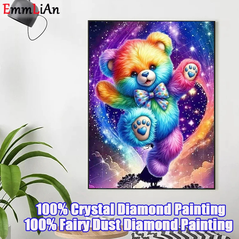 Teddy Bear Diamond Painting Fairy Dust Cross Stitch Cartoon Kits 5D Rhinestone Picture Mosaic Art Full Crystal Embroidery Gift
