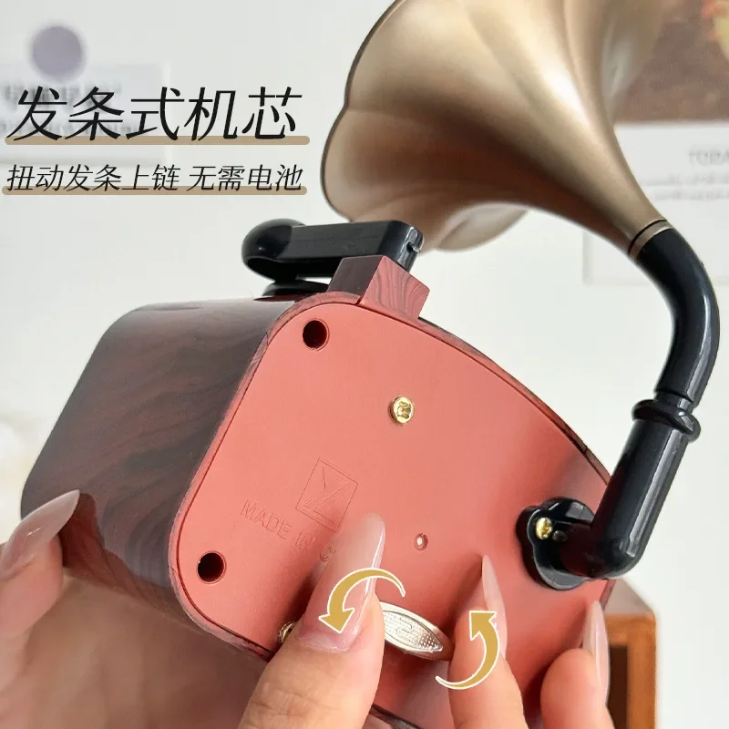 

Creative Music Box Living Room Entrance Home Nostalgic Decorations Niche Premium Retro Gramophone Ornament Desktop