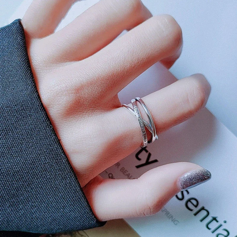 Stylish Stainless Steel ring Cute adjustable silver ring for girls wedding party jewelry gift