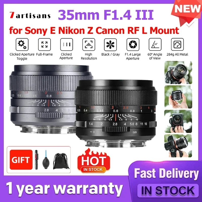 7artisans 35mm F1.4 III Full Frame Manual Focus Prime Lens for Nikon Z Z50 ZFC Leica SIGMA L SL Sony E alpha 7 Canon RF EOS-R