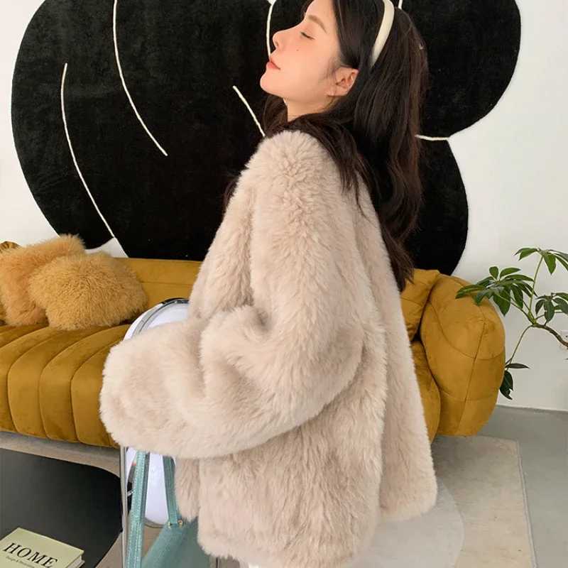 Shearling V-Neck Leather Jacket Shearling Coat Tened Fur Jacket Luxury Overcoat High uality, Autumn, Winter, New, Uscan 2024