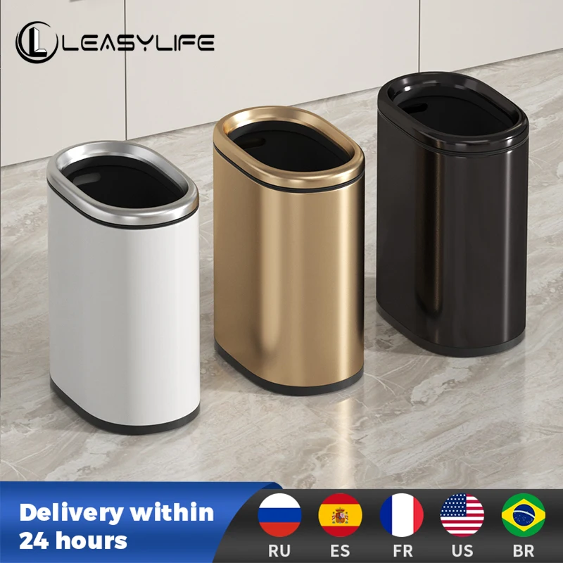 Narrow Gold Trash can Stainless Steel Paper Basket Creative Bedroom Decoration Storage Garbage Bin for Bathroom Living Room