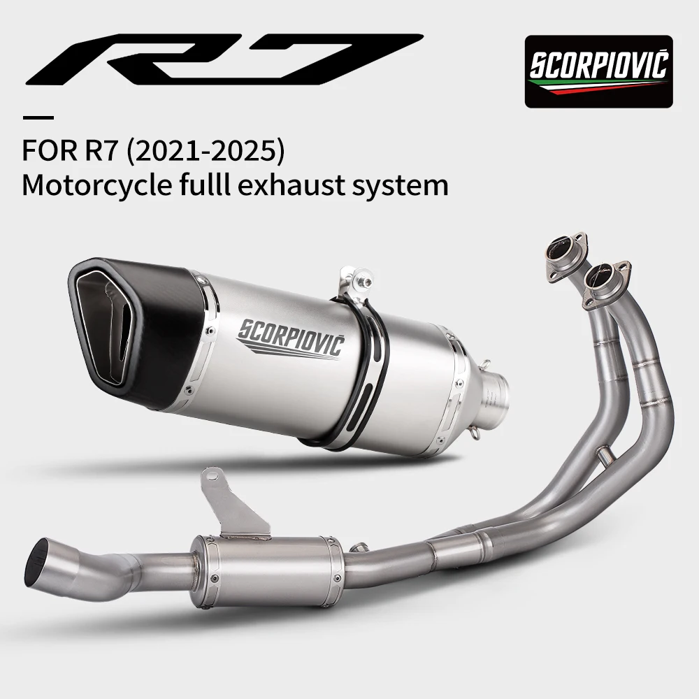 For YZF R7 2021-2025 Motorcycle exhaust System Modify Stainless Front Pipe With Muffler Escape