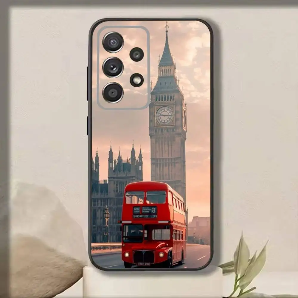 L-London Bus England Big Ben  Phone Case For Samsung S25,S24,S21,S22,S23,S30,Ultra,S20,Plus,Fe,Note,10,9,5G Black Cover