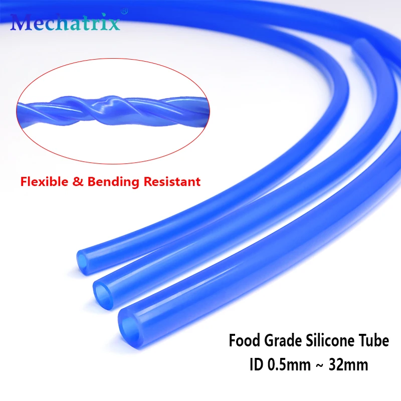 1-50M ID 0.5mm ~ 32mm Blue Food Grade Silicone Hose Wear Resistant Soft Nontoxic Aquarium Drink Water Pipe