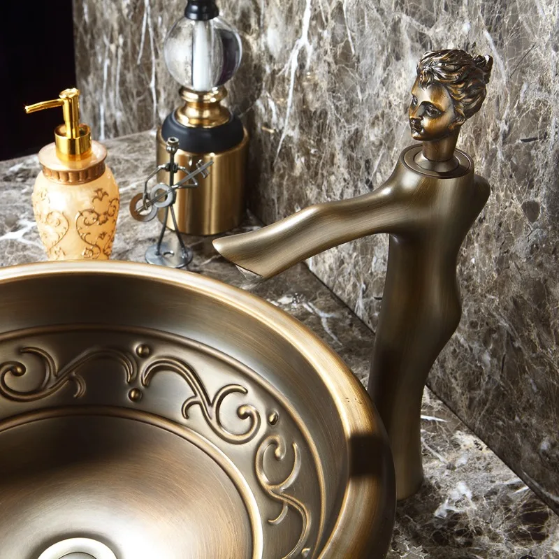 above the counter brass material gold bronze and art basin faucet chrome color