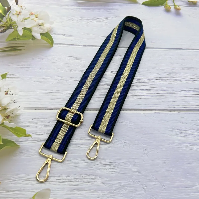 New Cross Border Leisure Versatile Bag Strap 3.8cm Gold Stripe Bag Shoulder Strap Replaceable Adjustable Bag Strap