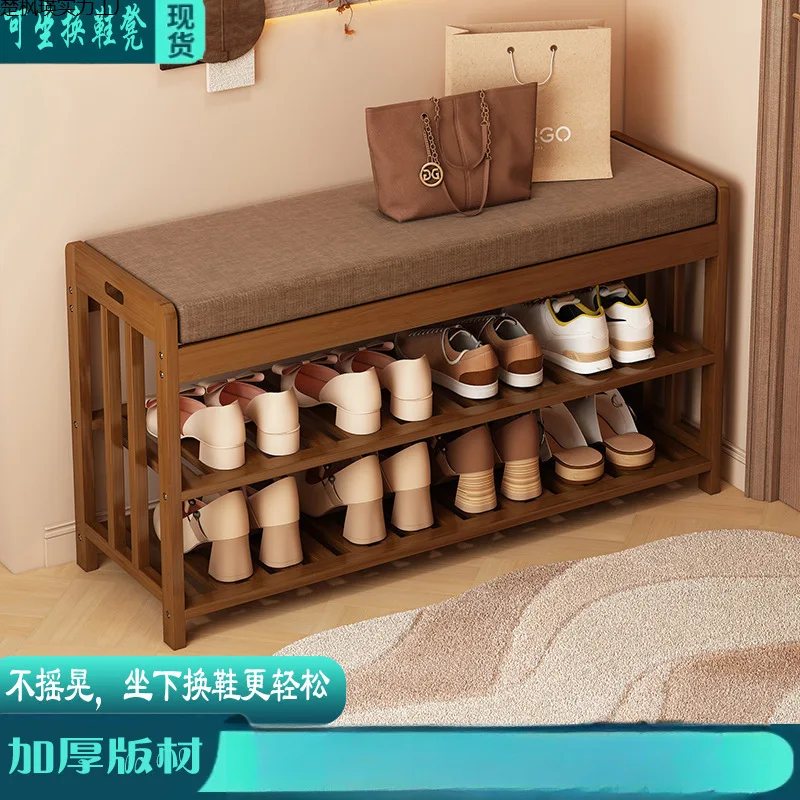 Coat Rack Entryway Floor Standing with Shoe Bench Clothes Hanger Shoe Storage Cabinet Organizer