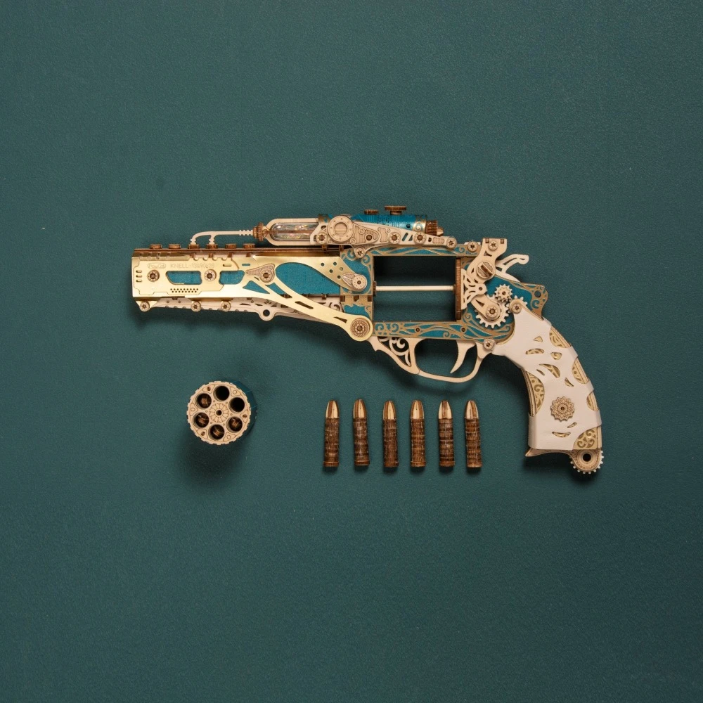 3D DIY Houten Puzzel Steampunk Revolver Assembly Model Kits Populaire Assemblage Speelgoed Tafelblad Decoratie Decompressie Handgemaakt Speelgoed
