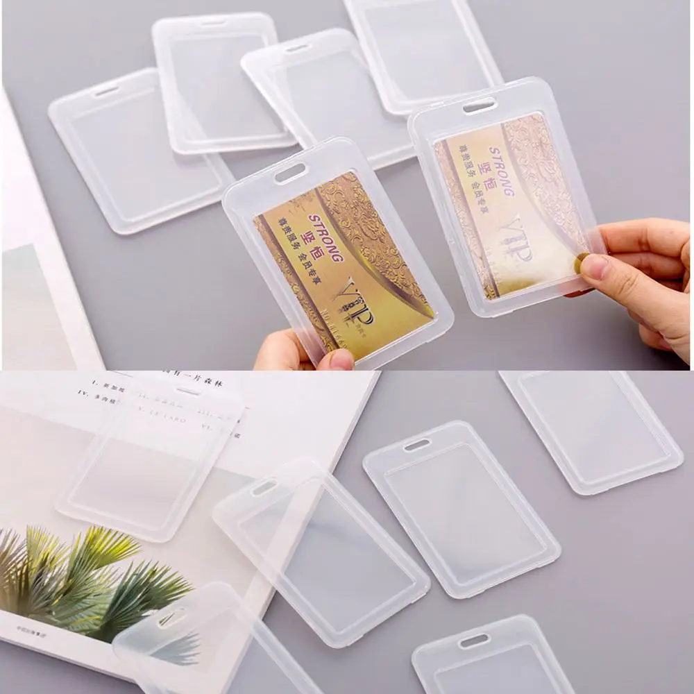 Safety Plastic Double-sided IC Card Holder Transparent Protection Sleeve Business Card Case