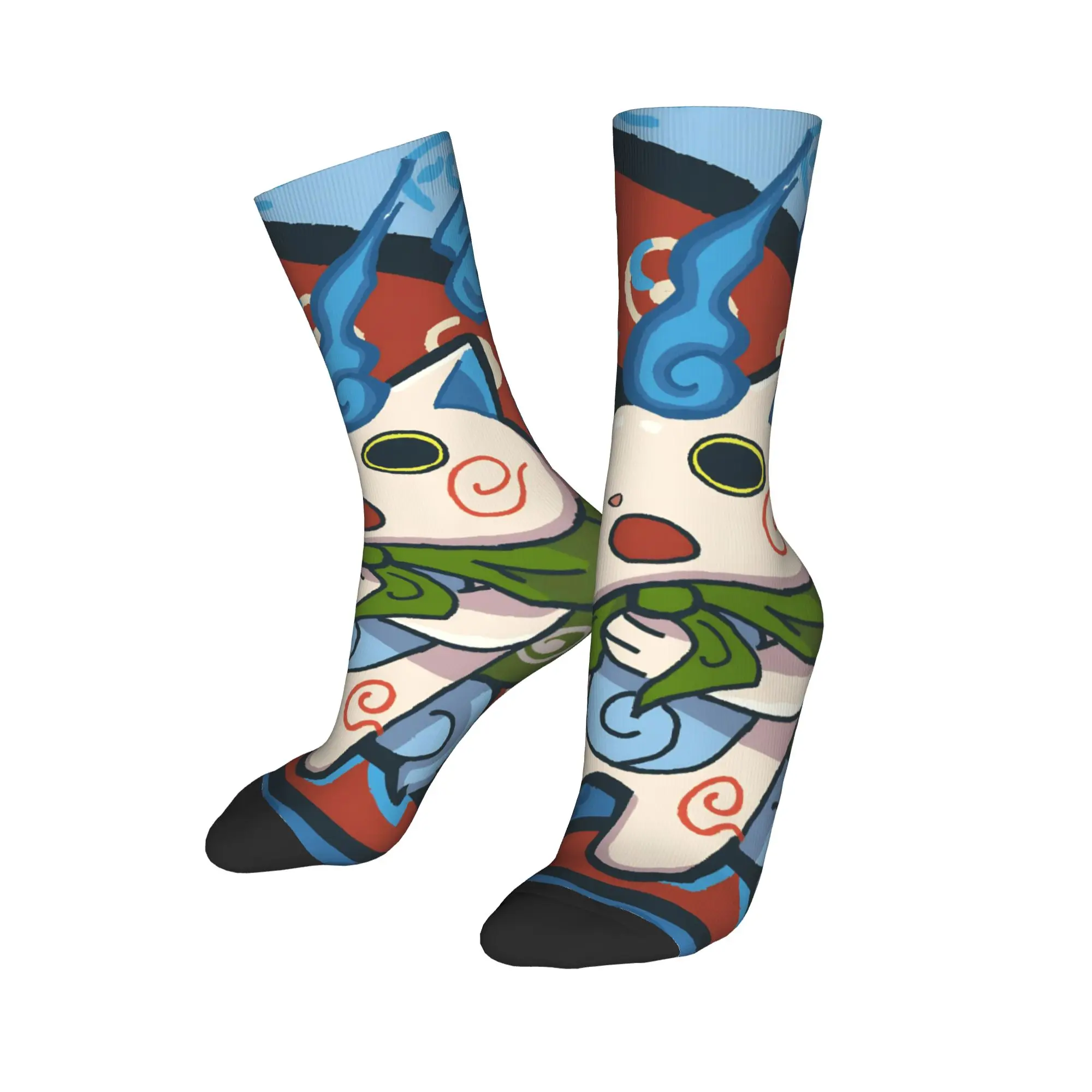 Casual Yokai Watch Game Football Socks Jibanyan Robonyan Shogunyan Polyester Crew Socks for Unisex Breathable
