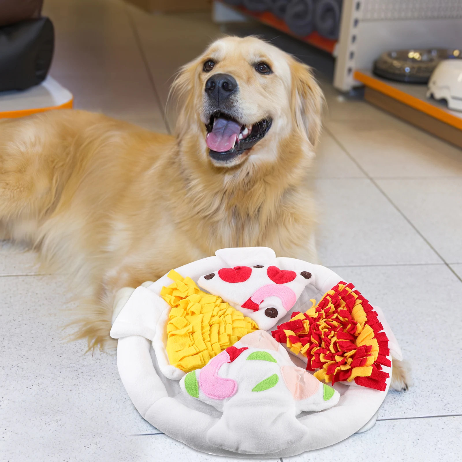 

Dog Slow Food Pad Pizza Shaped Snuffle Mat for Puppies Dogs Sniffing Toy Pet Training Feeder Blanket Dog Food Mat Pet Sniff Pad